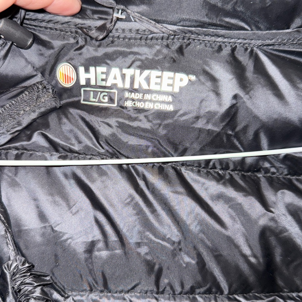 Heatkeep black packable down puffer jacket, size … - image 6